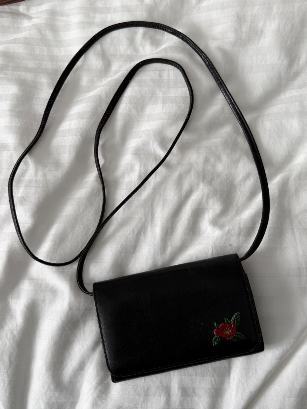Rochelier - Black Leather Wallet with Strap